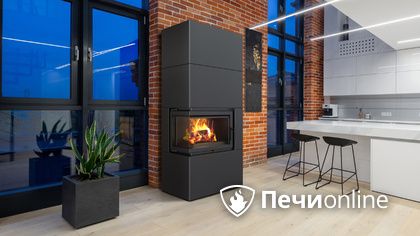 Каминокомплект Kratki Simple Box черный с топкой BS, левый угол в Казани